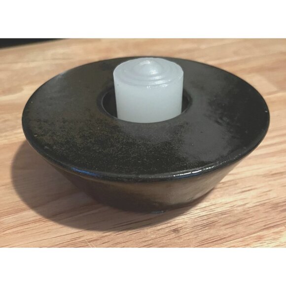 Vintage Black  Discus Shape Ceramic Votive Candle Holder Modern Simple Brutalist - Picture 3 of 14